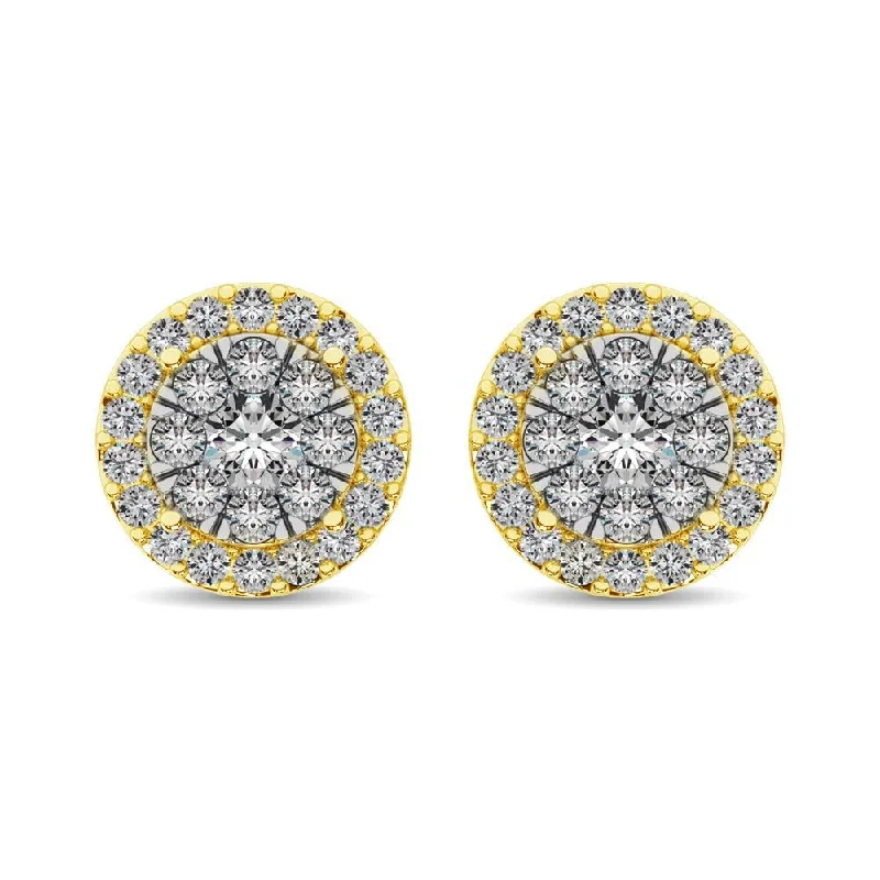 women’s gold drop earrings -Diamond Stud earrings 3/4 ct tw in 14K Yellow Gold