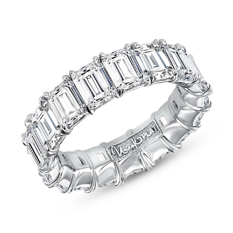 gemstone wedding bands for women -Uneek Eternity Collection 1-Row Emerald Cut Anniversary Ring