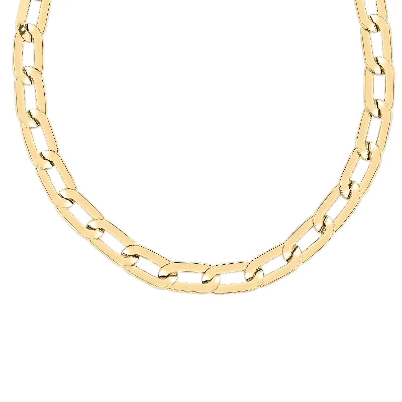 zodiac necklaces for women -18k Yellow Designer Gold Squared Edge Paperclip Link Chain Necklace