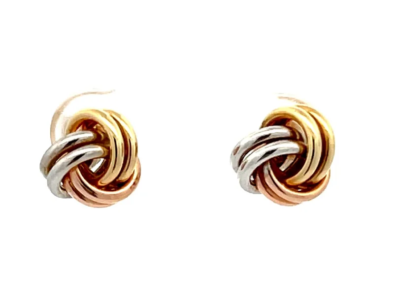 hoop earrings with pearls for women -Trinity Three Toned 14K Gold Earrings