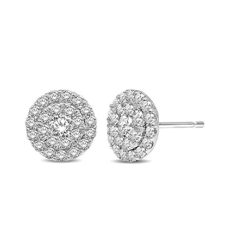 personalized earrings for women -14K White Gold 1/2 Ctw Invisible Diamond Stud Earrings