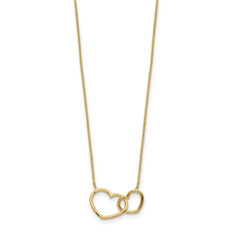 crystal necklaces for women -14K Polished Double Heart Necklace