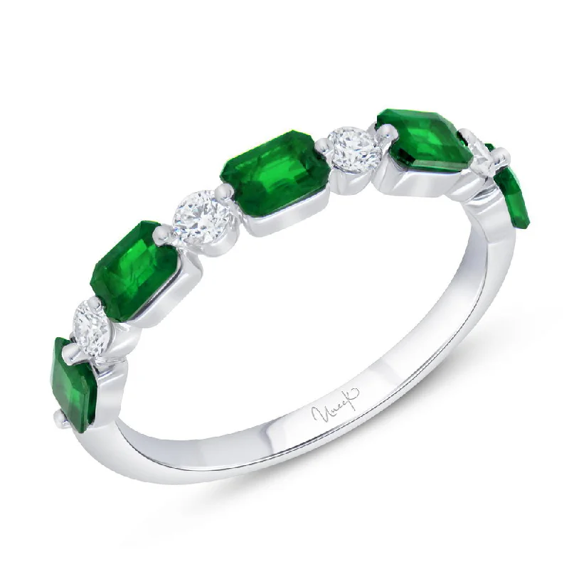 bridal rings for women -Uneek Precious Collection 1-Row Emerald Cut Emerald Fashion Ring