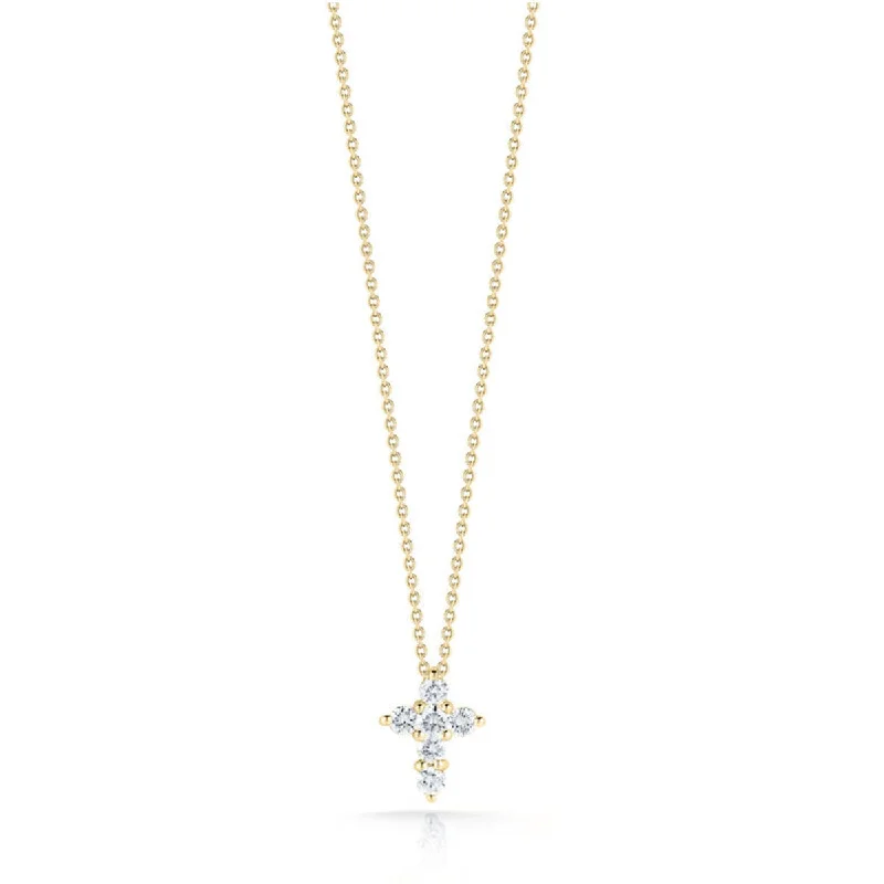 luxury necklaces for women -18kt Yellow Gold Tiny Treasure Large Baby Diamond Cross Necklace