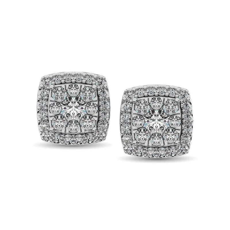 oversized earrings for women -Diamond Stud earrings 3/4 ct tw in 14K White Gold