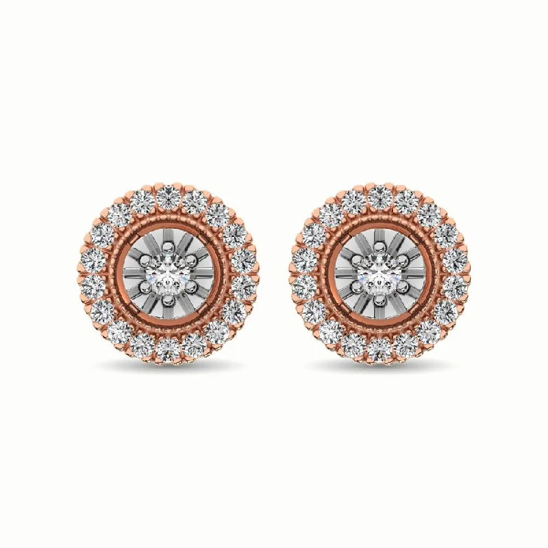 cute heart earrings for women -10K Rose Gold 1/3 Ct.Tw. Diamond Stud Earrings