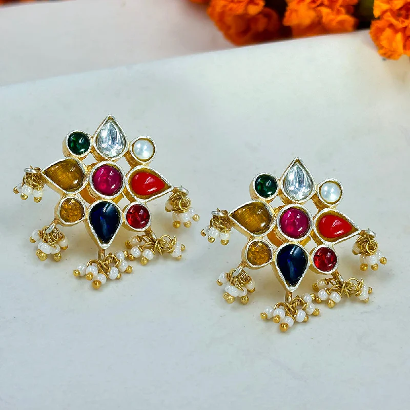 trendy drop earrings for women -trendy drop earrings for women -Essence of Nine Navratan Drops