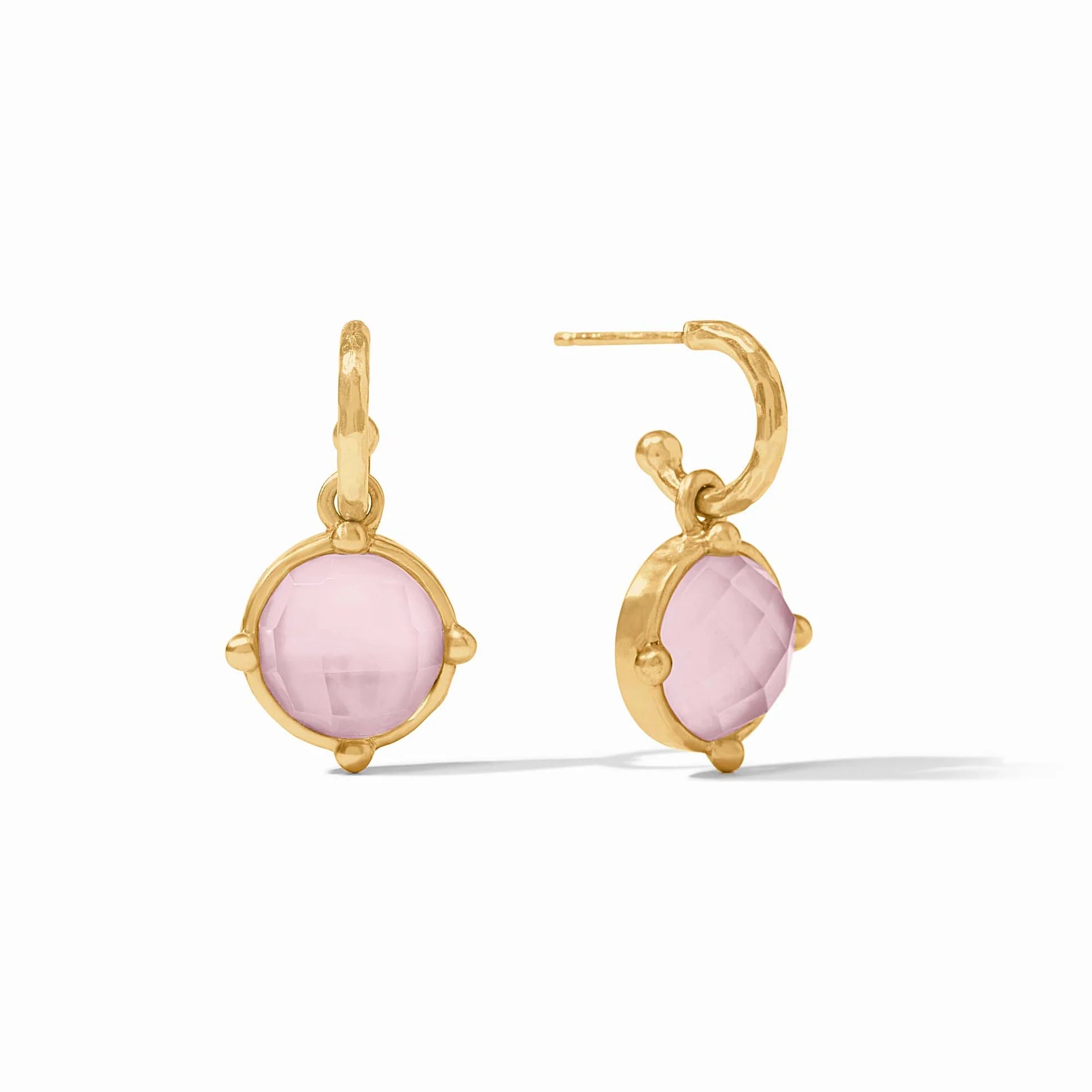 cubic zirconia earrings for women -cubic zirconia earrings for women -Julie Vos Honeybee Iridescent Rose Hoop and Charm 24K Gold Plated Earrings