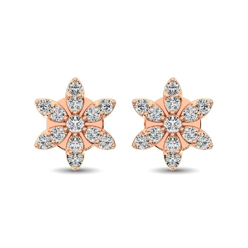 women’s luxury diamond earrings -Diamond 1/3 Ct.Tw. Flower Stud Earrings