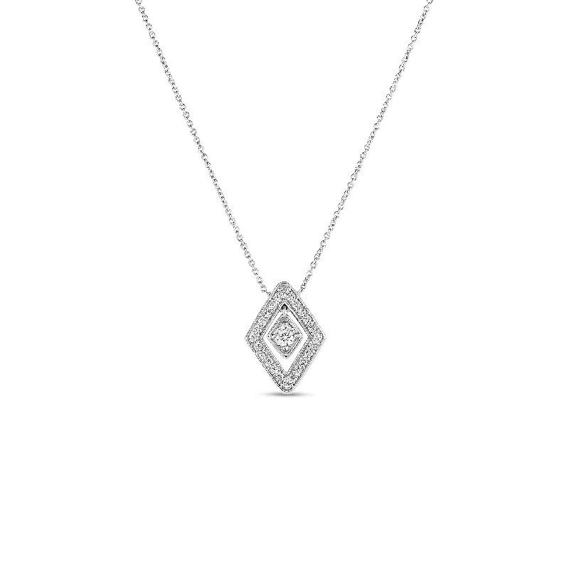 heart pendant necklaces for women -18kt. White Gold Diamante Small Diamond Pendant Necklace