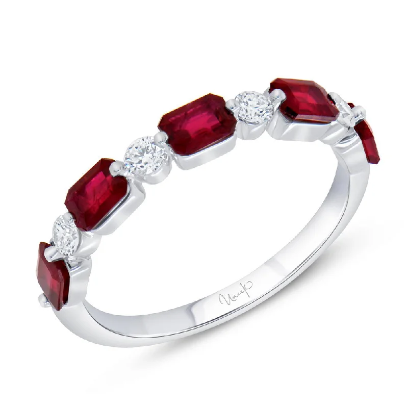 custom wedding rings for women -Uneek Precious Collection 1-Row Ruby Fashion Ring