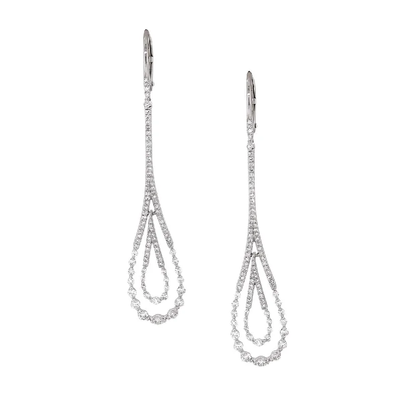 women’s delicate drop earrings -women’s delicate drop earrings -WHITE GOLD TEAR SHAPED DANGLE EARRINGS WITH DIAMONDS, 1.18 CT TW