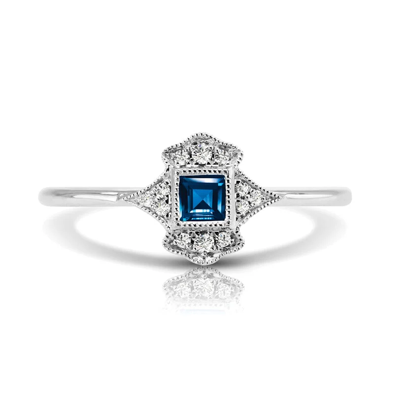 antique rings for women -Vintage Inspired 0.20 ct. Natural Blue Sapphire Ring