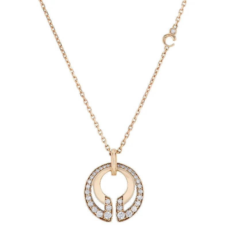 romantic necklaces for women -Rose Gold Diamond Pave Pendant Necklace