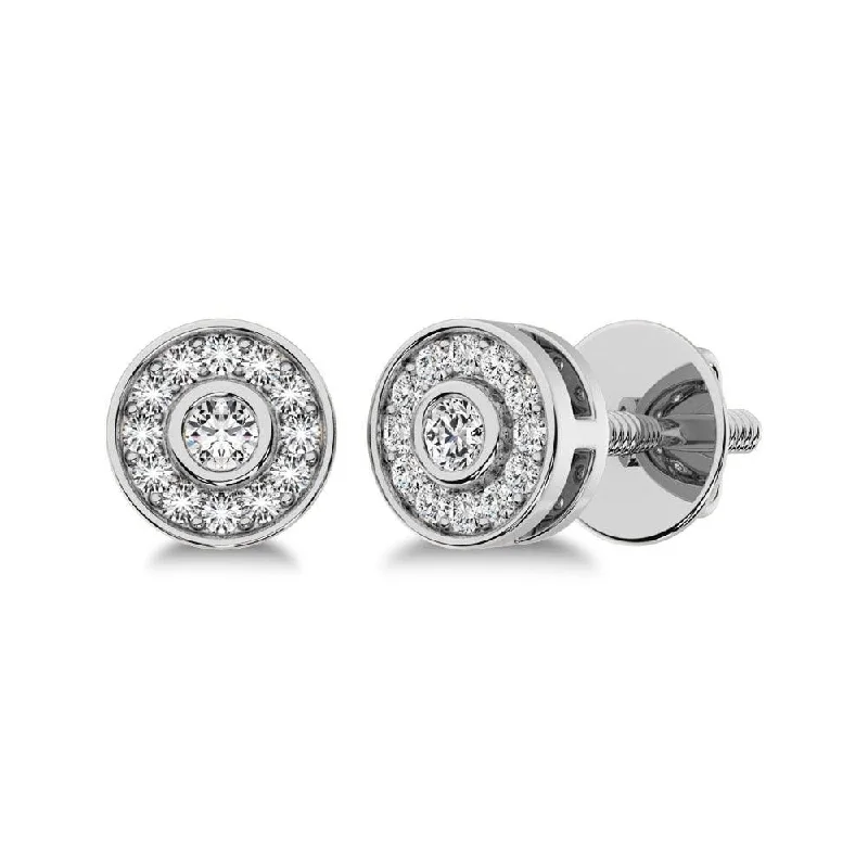 women’s ear piercings with earrings -10K White Gold 1/6 Ct.Tw. Diamond Round Shape Stud Earrings