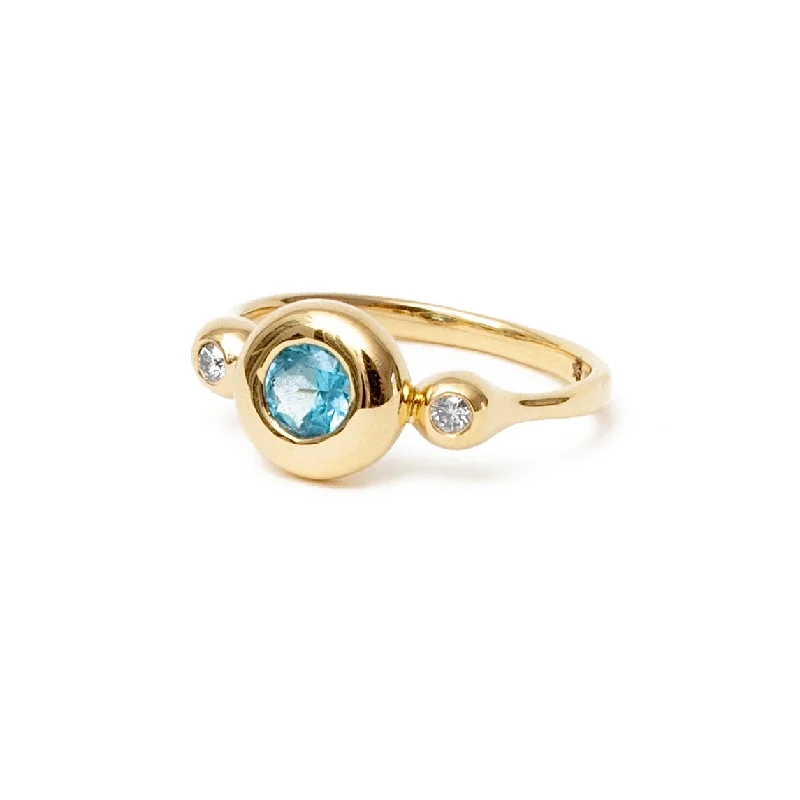 silver wedding rings for women -Blue Topaz Ring 18 K Recycled Gold