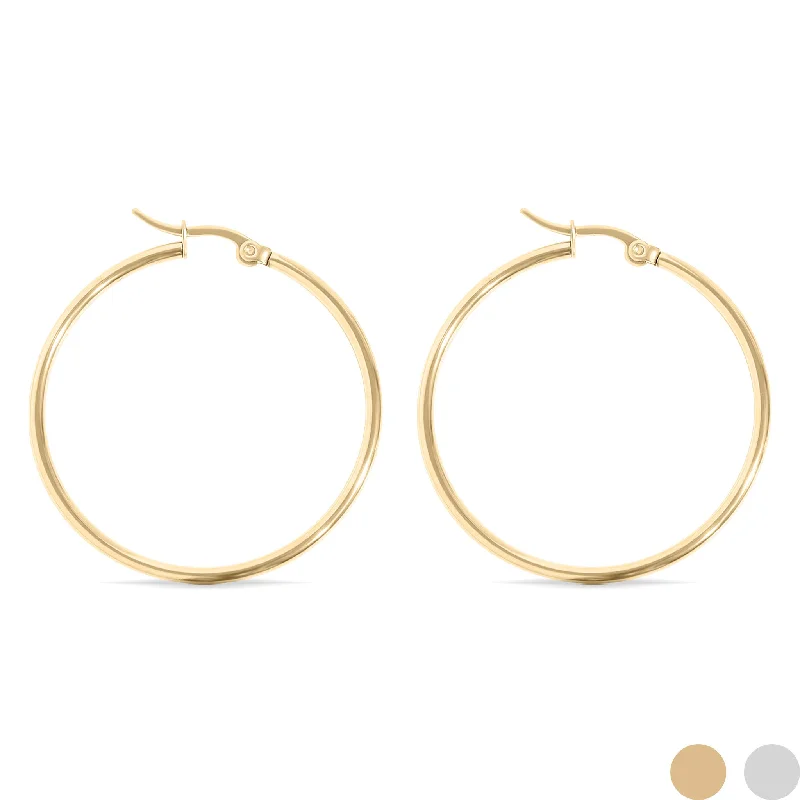 chunky earrings for women -chunky earrings for women -18K Gold PVD Stainless Steel Round Tube Hoop Earrings / ERJ2138