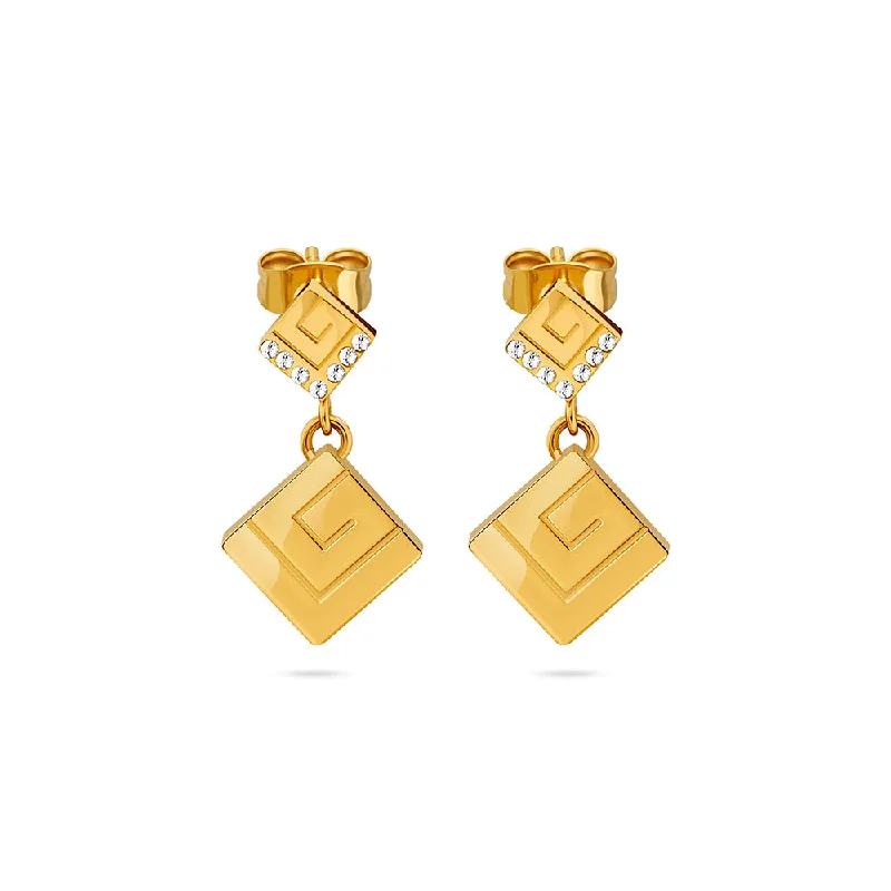 dangling pearl earrings for women -Audrey Gold Plated Earrings