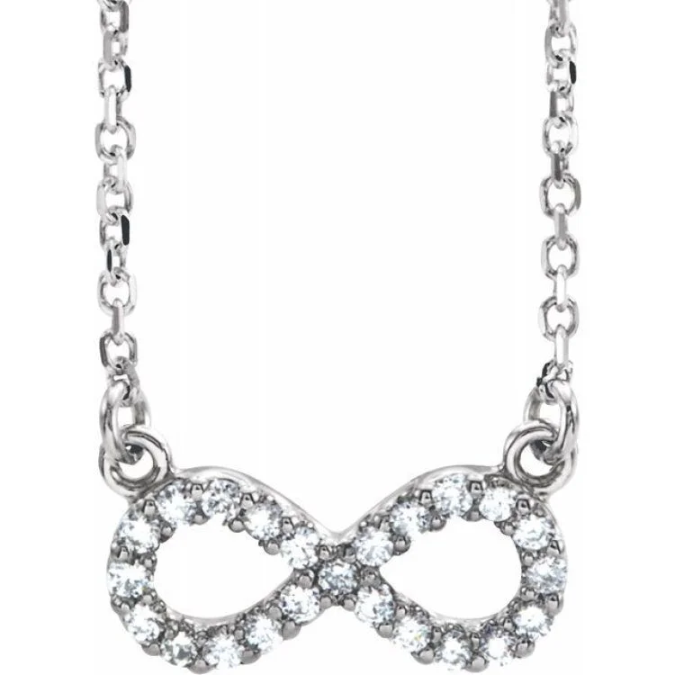 trendy necklaces for women -14K White 1/8 CTW Natural Diamond Infinity 16 1/2" Necklace