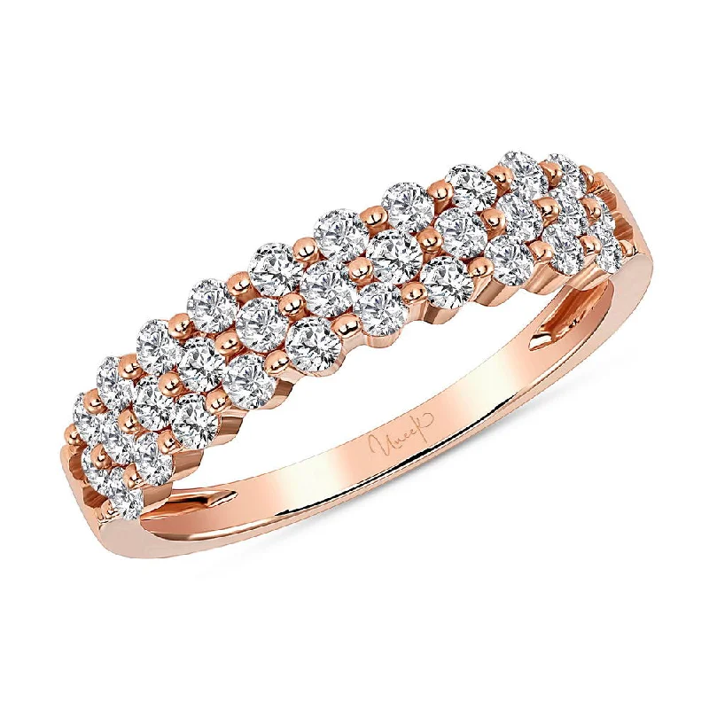 women’s yellow gold wedding bands -Uneek Lace Collection 3-Row Fashion Ring