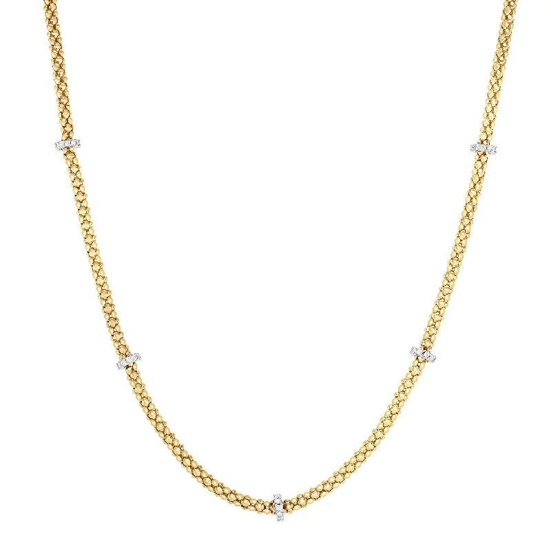 sparkly necklaces for women -14K Gold & Diamond Station Popcorn Necklace