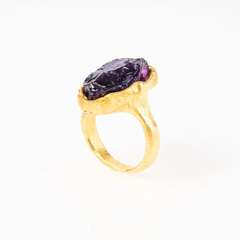 luxury engagement rings for women -Rough Amethyst Ring