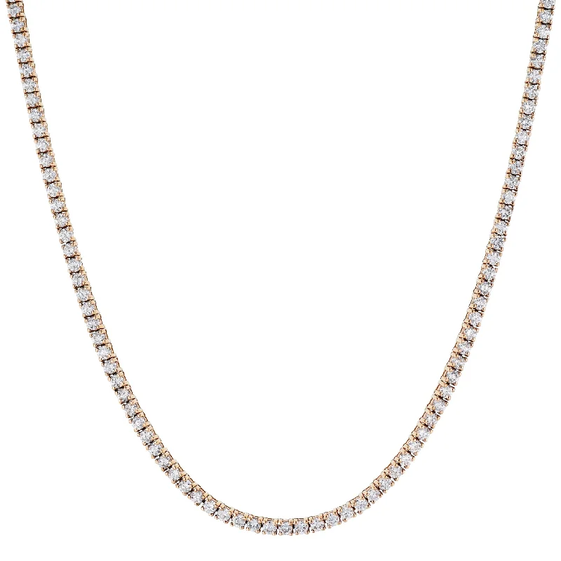 fine diamond necklaces for women -Rose Gold Diamond Tennis Necklace