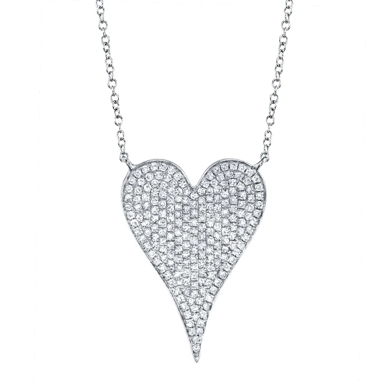 personalized silver necklaces for women -0.43ct White Gold Diamond Pave Heart Necklace