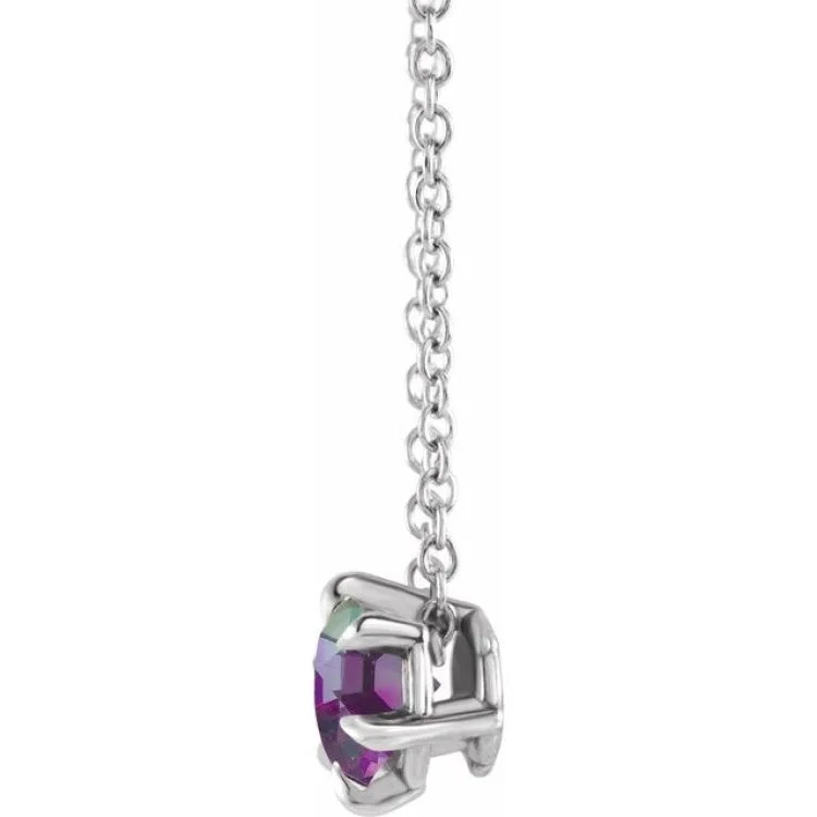 women’s unique gemstone necklaces -Platinum 6 mm Lab-Grown Alexandrite Solitaire 16-18" Necklace