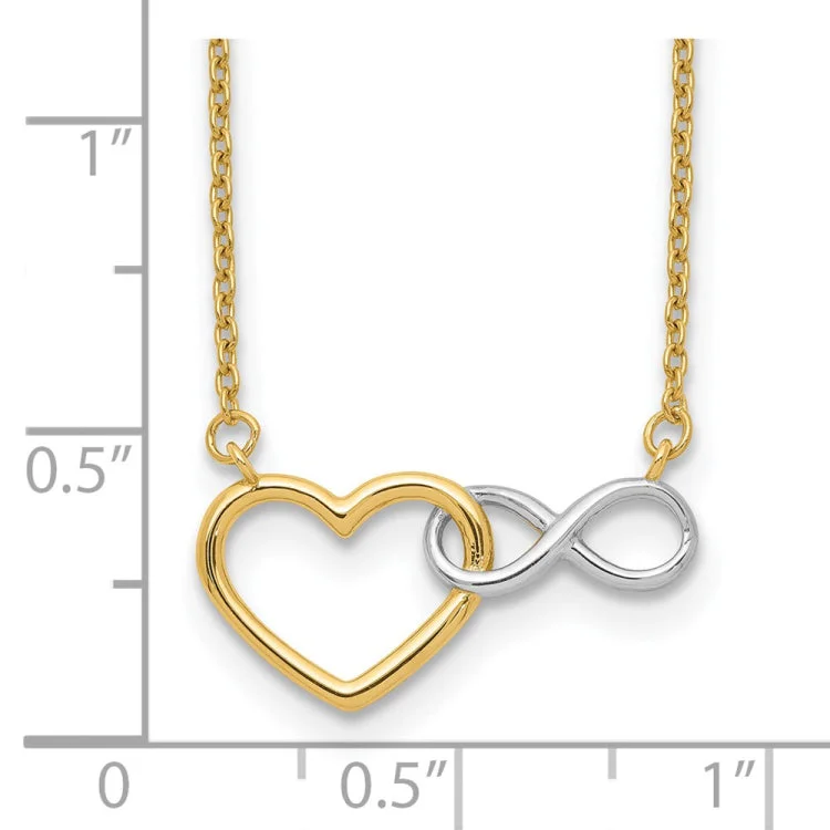 women’s fashion statement necklaces -14KY & White Rhodium Heart with Infinity Symbol Necklace