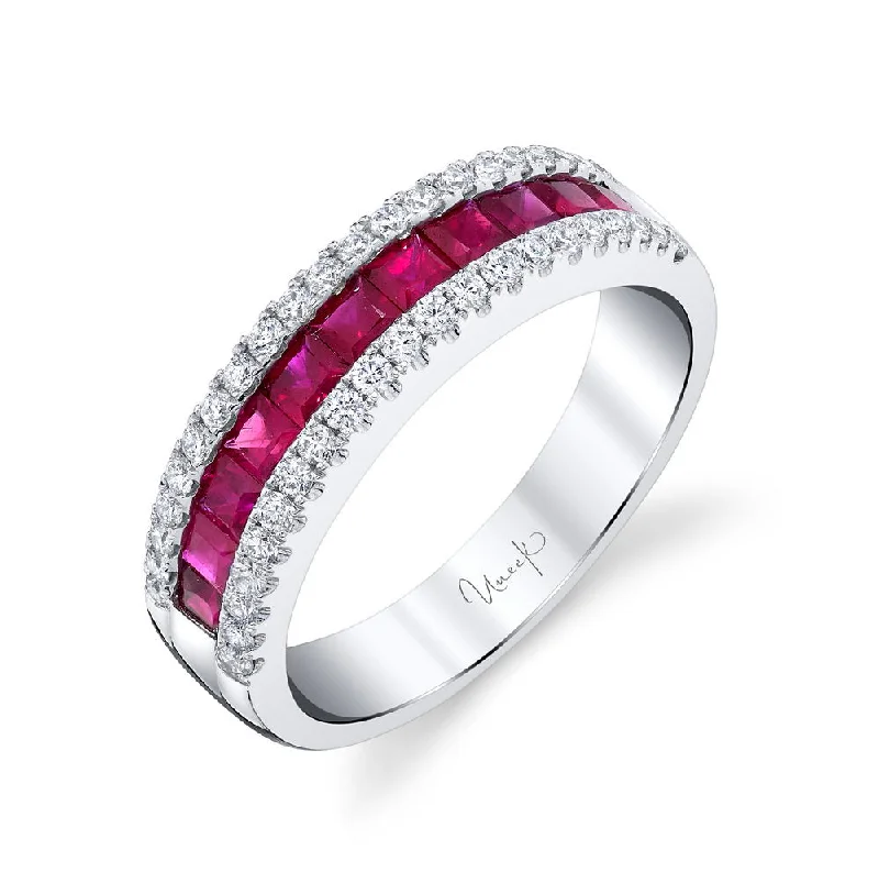 platinum wedding rings for women -Uneek Precious Collection Round Ruby Fashion Ring