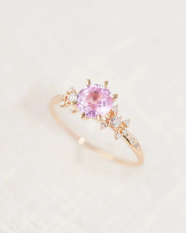 personalized engagement rings for women -OOAK Pink Sapphire Tethys Ring - 1.00ct