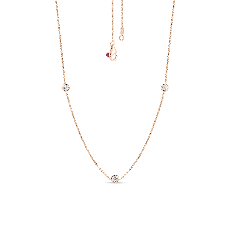 layered chain necklaces for women -18K Rose Gold Diamonds by the Inch 3 Station Necklace