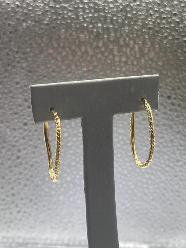 classic earrings for women -classic earrings for women -Ladies 10 Karat Solid Yellow Gold Oval Hoop Earrings