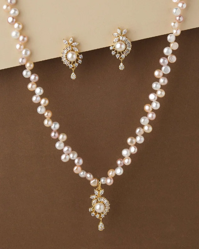 gold chain necklaces for women -Asymmetric Glam Pearl Necklace Set