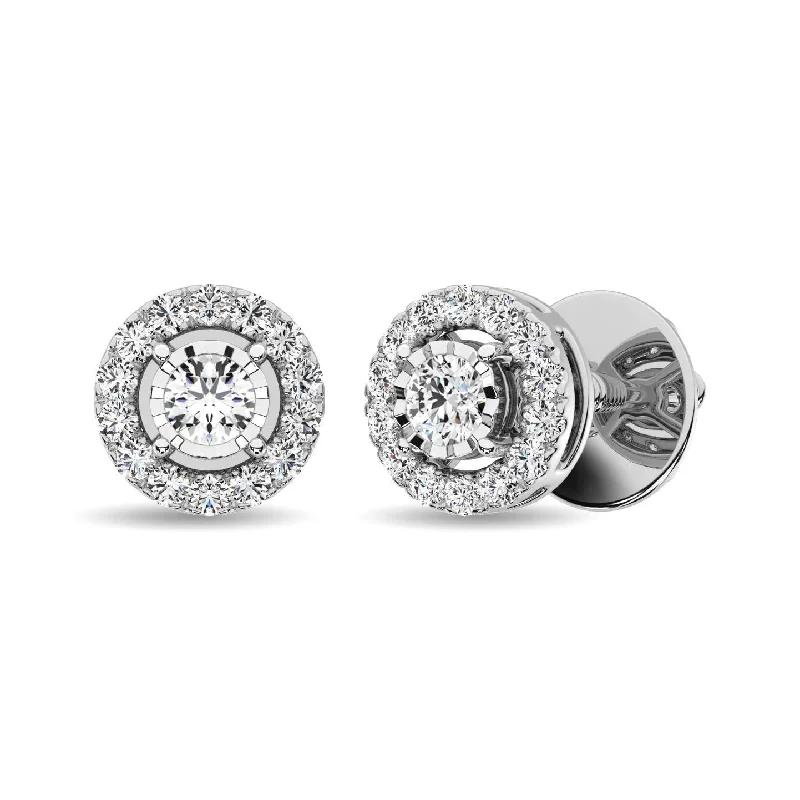 chunky earrings for women -10K White Gold 1/4 Ct.Tw.Diamond Stud Earrings