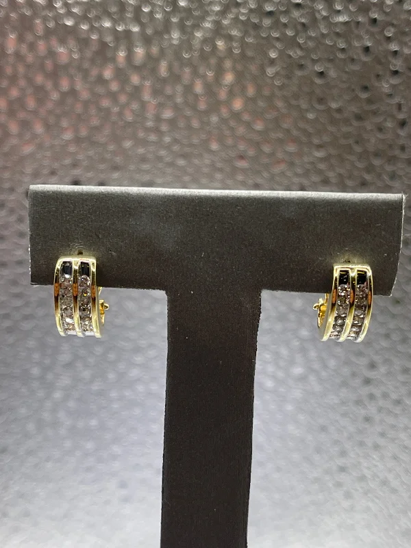 ear cuff earrings for women -ear cuff earrings for women -Ladies 14 Karat Solid Yellow Gold Diamond Post Earrings