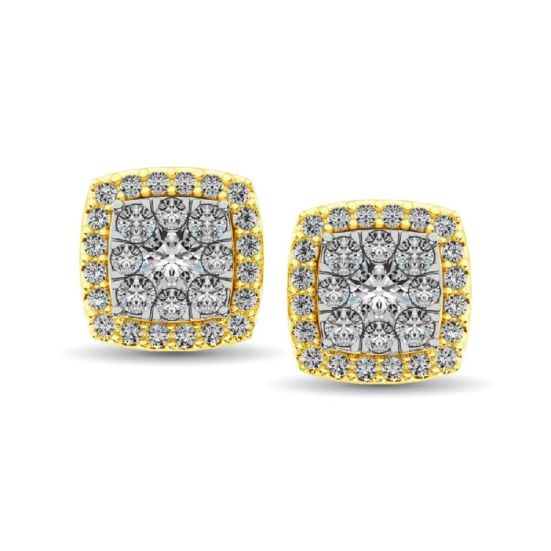 women’s chandelier earrings with diamonds -Diamond Stud earrings 3/4 ct tw in 14K Yellow Gold