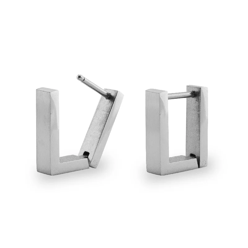 crystal earrings for women -crystal earrings for women -Stainless Steel Square Hinged Hoop Earrings / ERJ2180