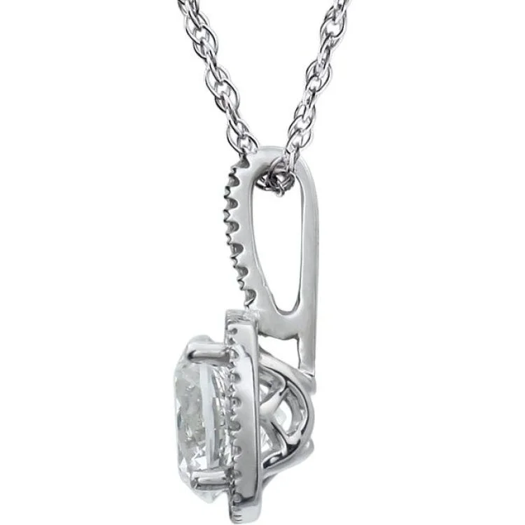 cubic zirconia necklaces for women -Sterling Silver 7 mm Lab-Grown White Sapphire & .015 CTW Natural Diamond 18" Necklace