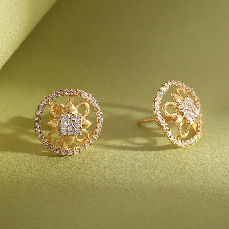 floral earrings for women -floral earrings for women -Gold plated Zircon Silver Studs