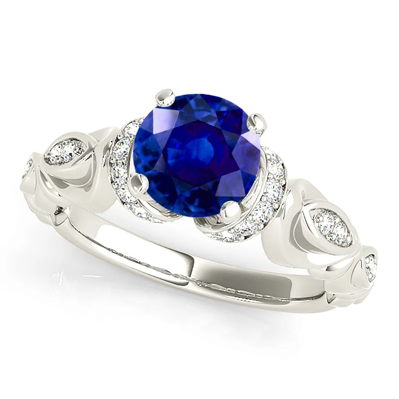 modern engagement rings for women -1.80 ct. Genuine Blue Sapphire Vintage Ring