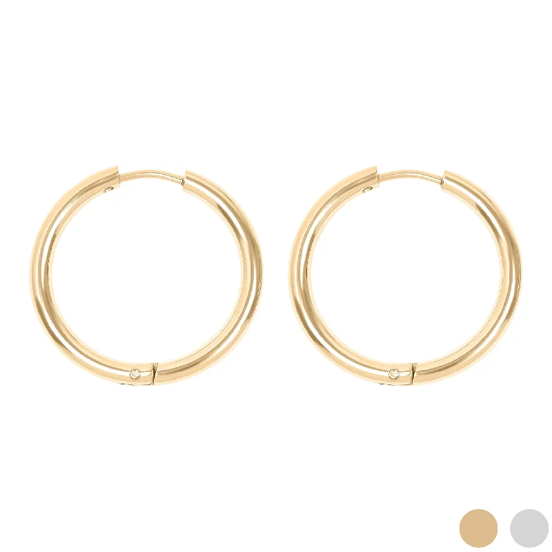 silver statement earrings for women -silver statement earrings for women -18K Gold PVD Stainless Steel Circle Huggie Hoop Earrings / ERJ0023