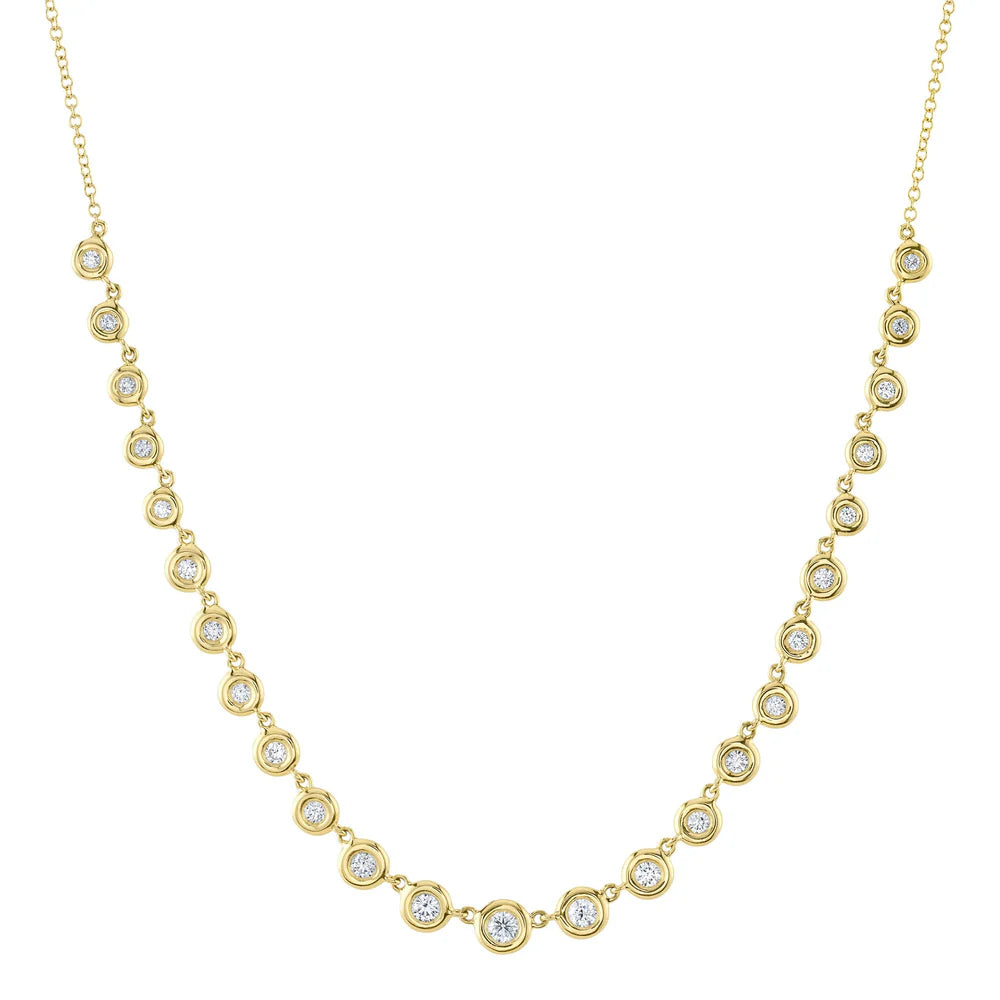 diamond necklaces for women -Yellow Gold Diamond Bezel Set Necklace