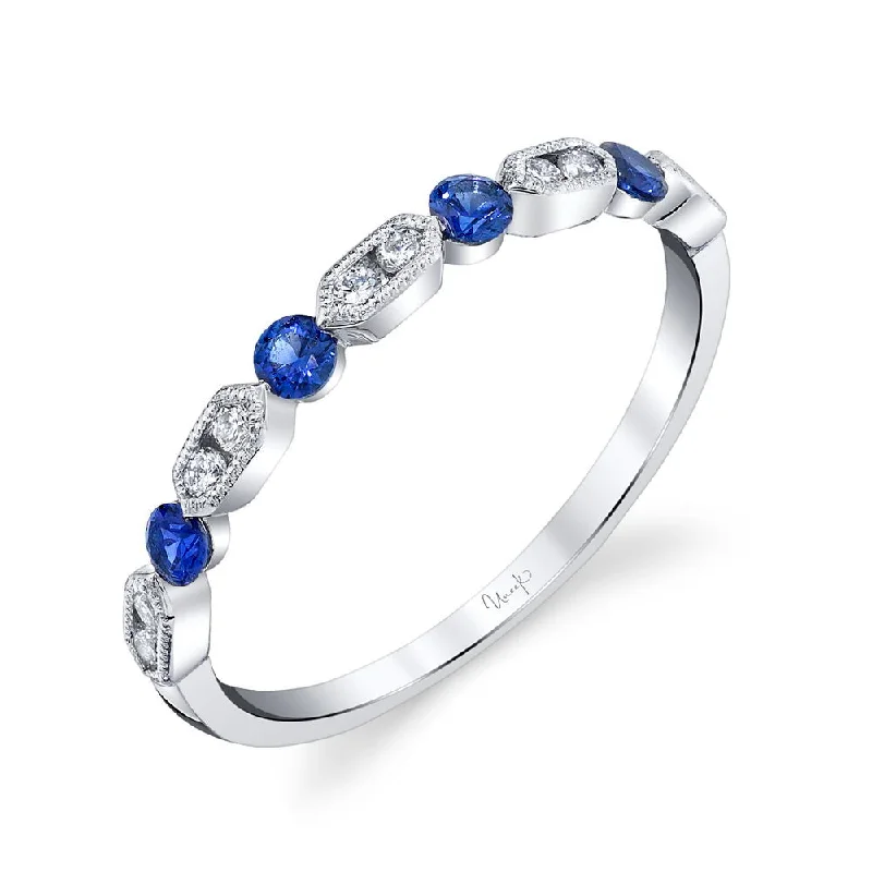 designer rings for women -Uneek Precious Collection 1-Row Round Blue Sapphire Fashion Ring