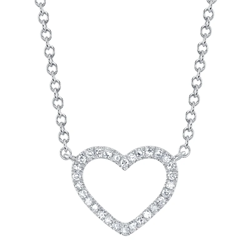 gold name necklaces for women -14kt. White gold Diamond Heart Necklace with 0.06ct TW Diamonds