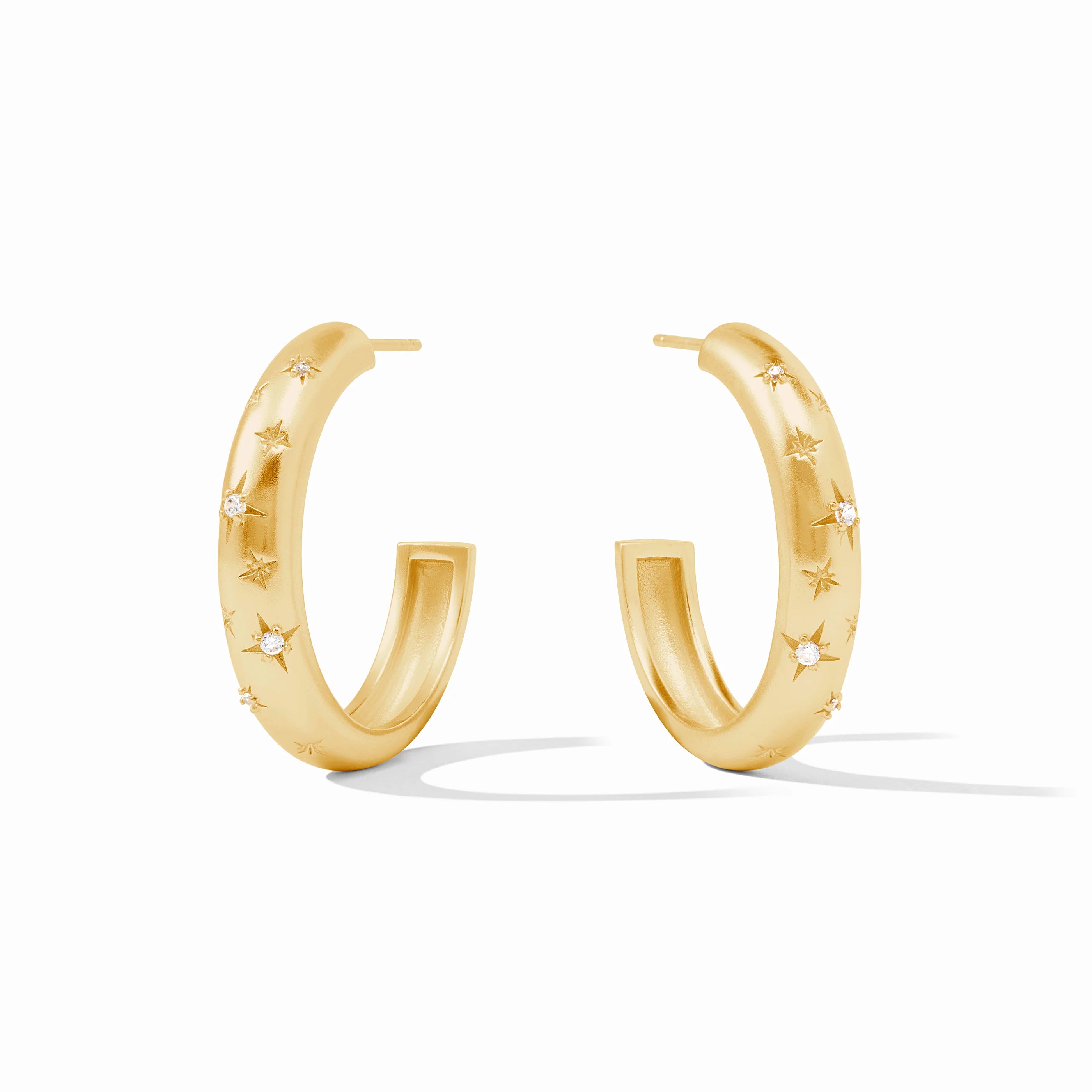 women’s gold statement earrings -women’s gold statement earrings -Julie Vos 24K Gold Plated Luna Stone Hoop Earrings