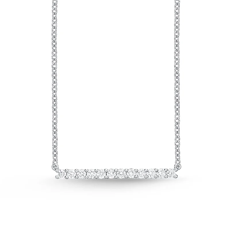 gemstone necklaces for women -Horizontal Diamond Bar Necklace in 18K White Gold