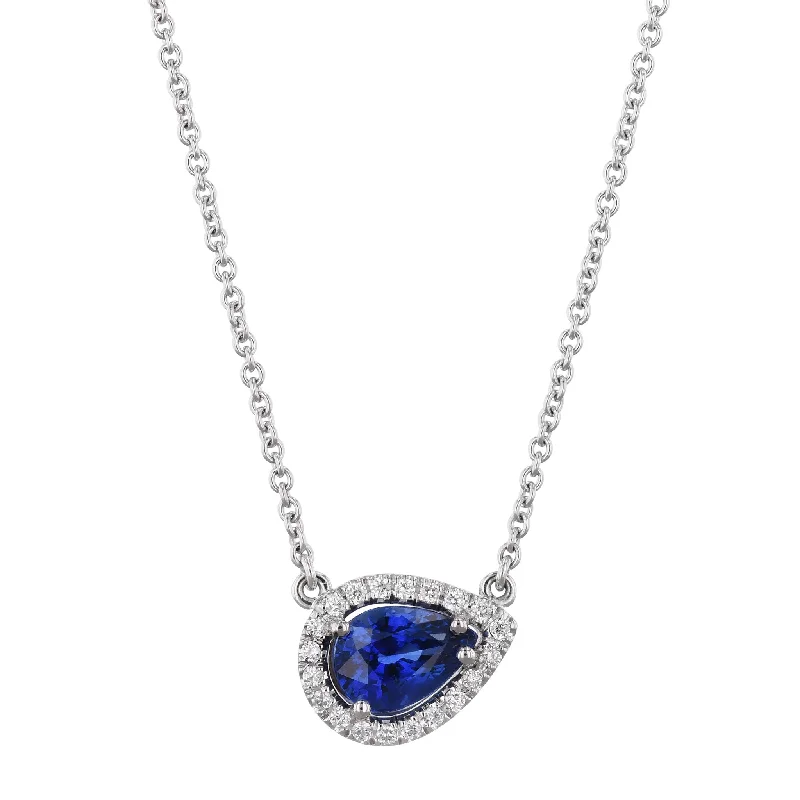 gold chain necklaces for women -1.56 carat Royal Blue Madagascar Sapphire Pendant Necklace