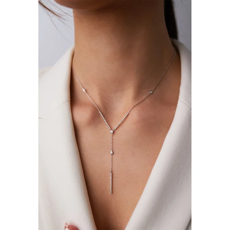 women’s unique gemstone necklaces -Rizz Lariat Zircon Necklace